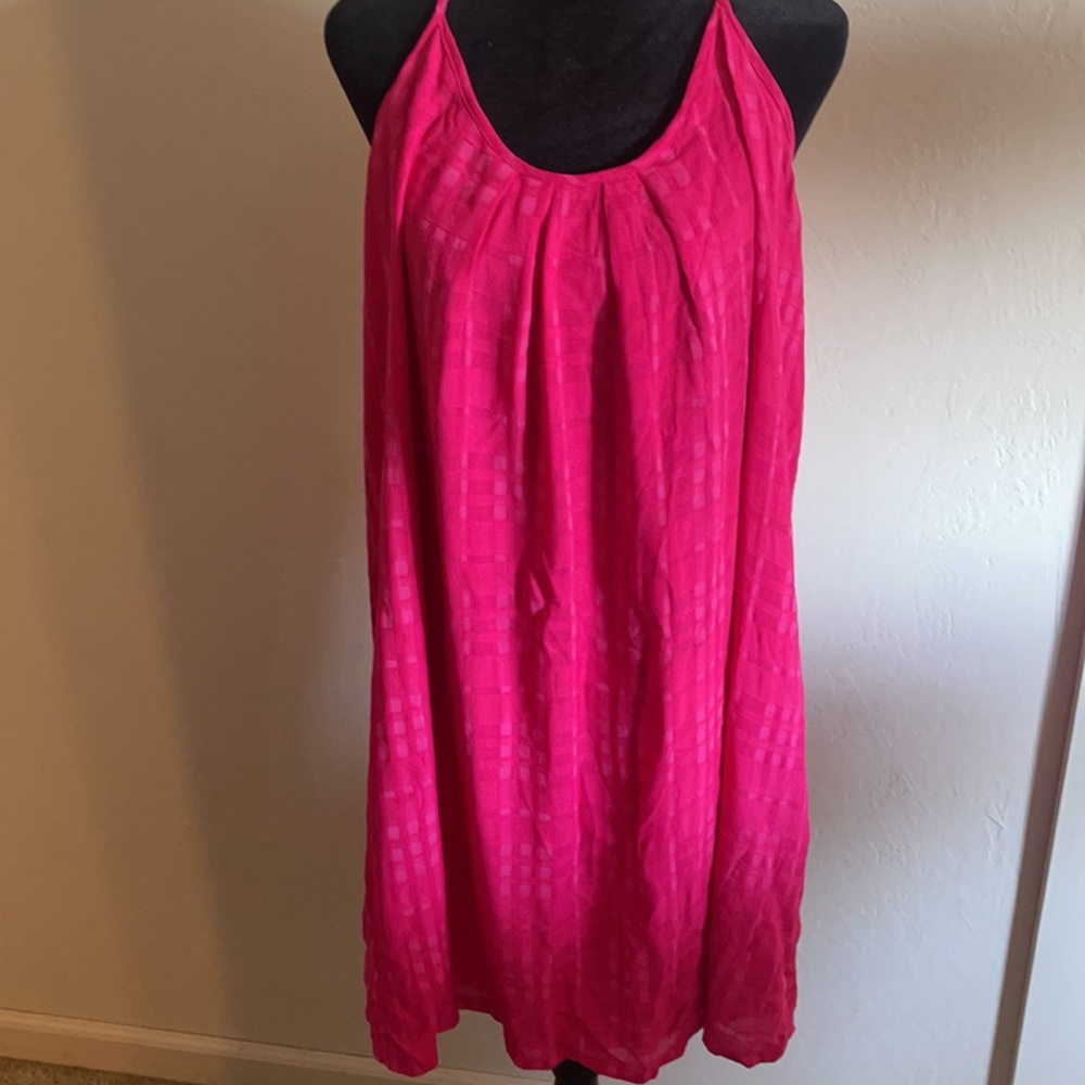 SKIES ARE BLUE, bright pink lined sun dress, size L preowned, gently worn